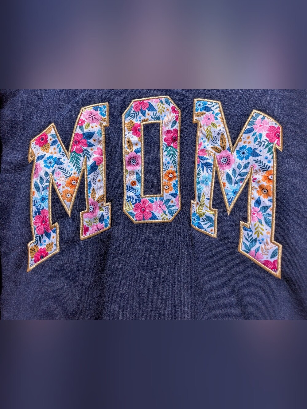 Cottagecore Floral Applique Mom Sweatshirt medium